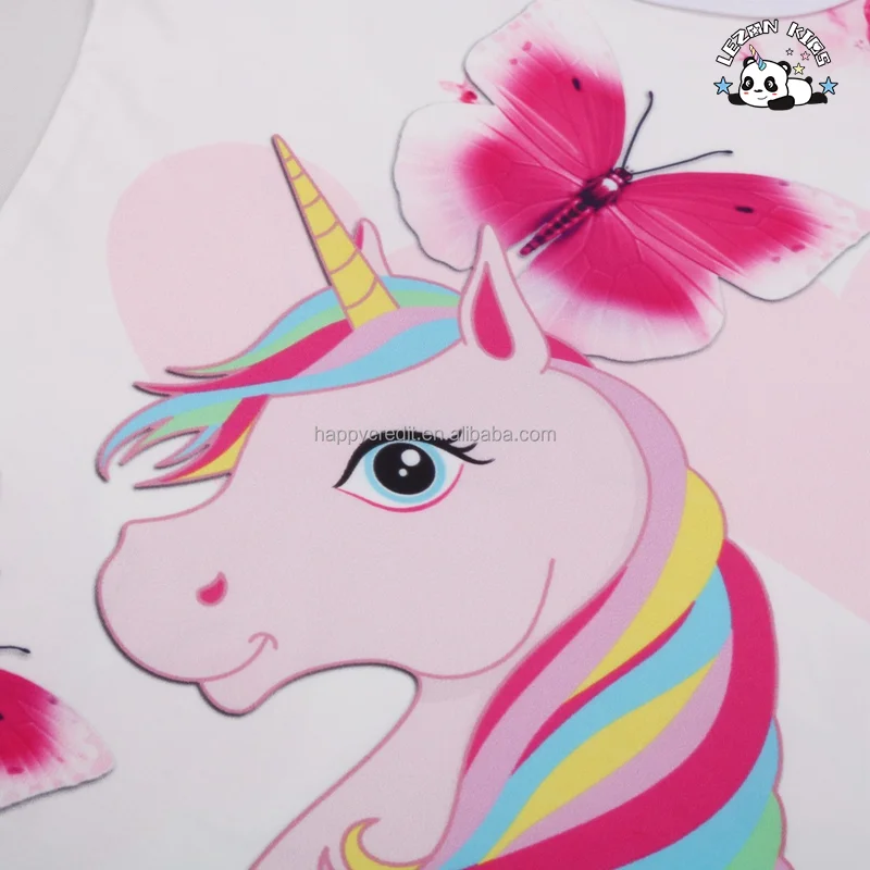 LEZONKIDS - Vestido de Algodão com Estampa de Unicórnio de Desenho Animado Sem Mangas para Meninas, Novo Arribo Personalizável OEM